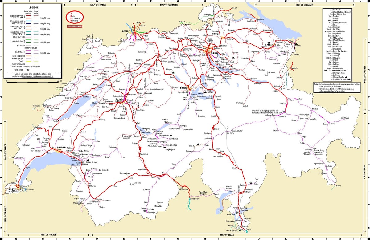 viajar de trem na suíça mapa