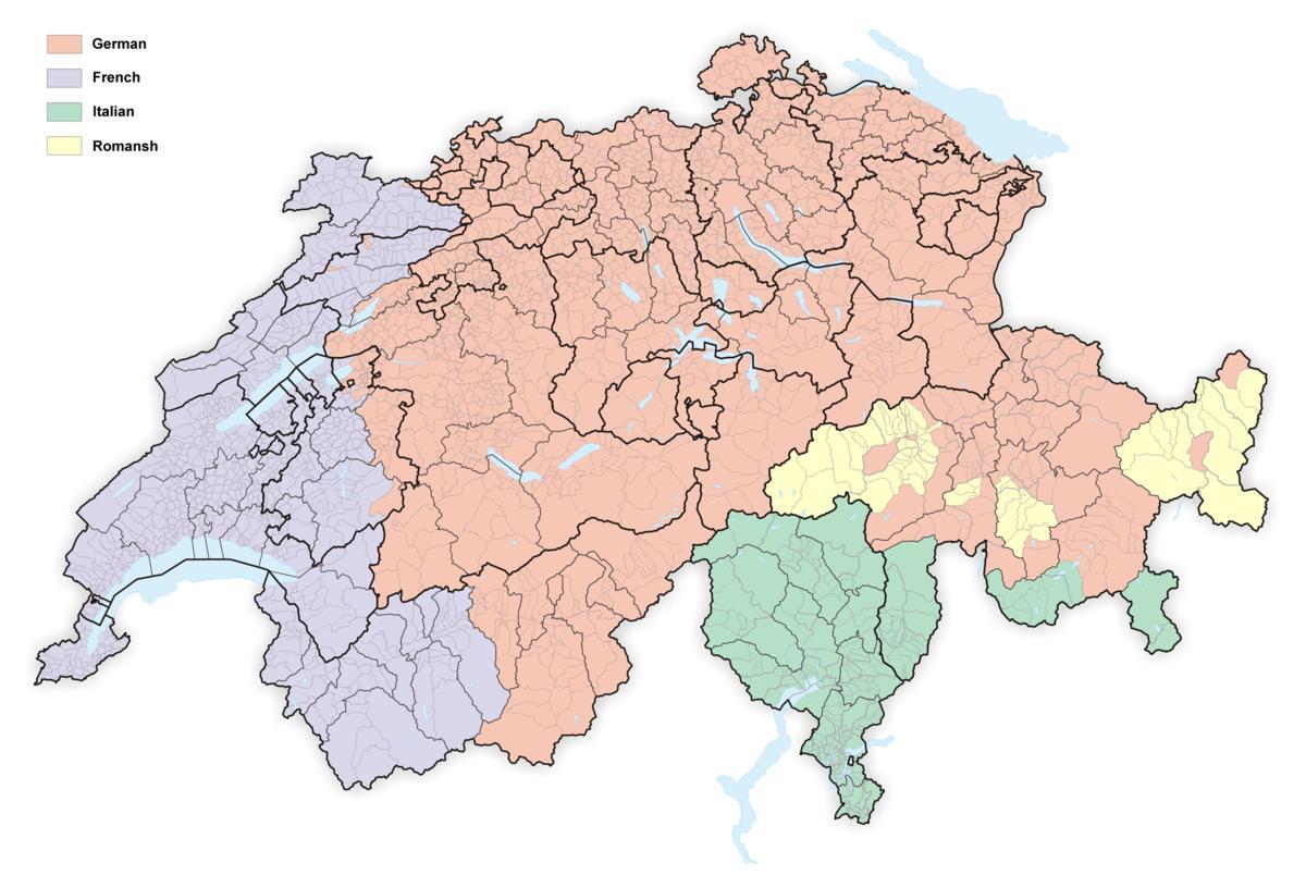 mapa da suíça de idioma