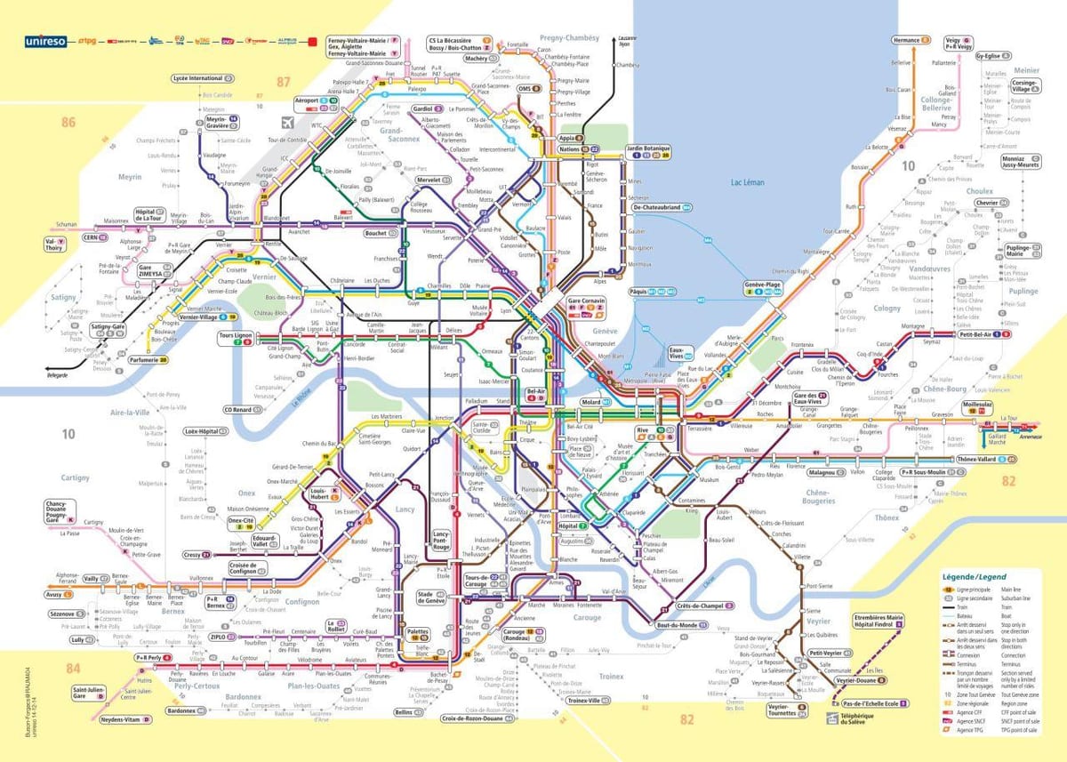 mapa de genebra, suíça ônibus