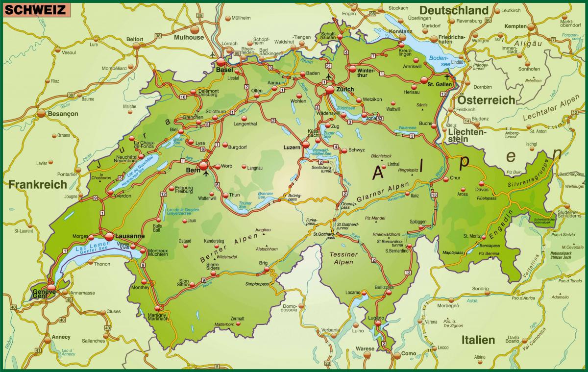 mapa da mapa da rua de basileia, suíça