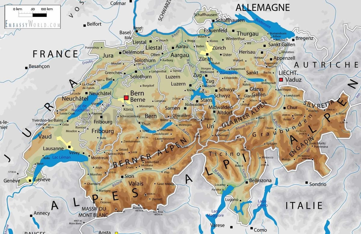 suíça geografia mapa