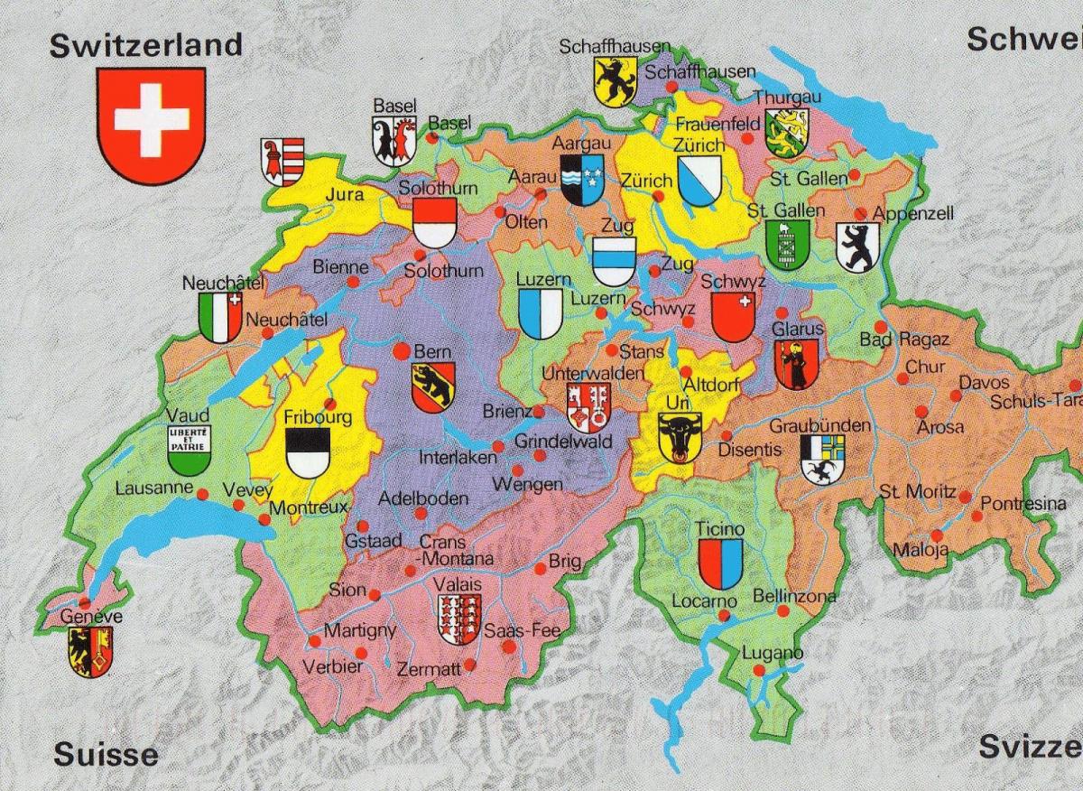 mapa do mapa turístico de zurique, suíça