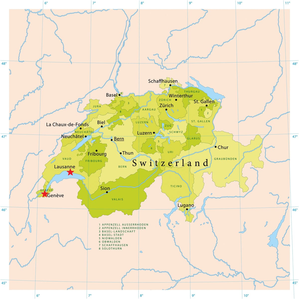 mapa do lago de genebra, suíça