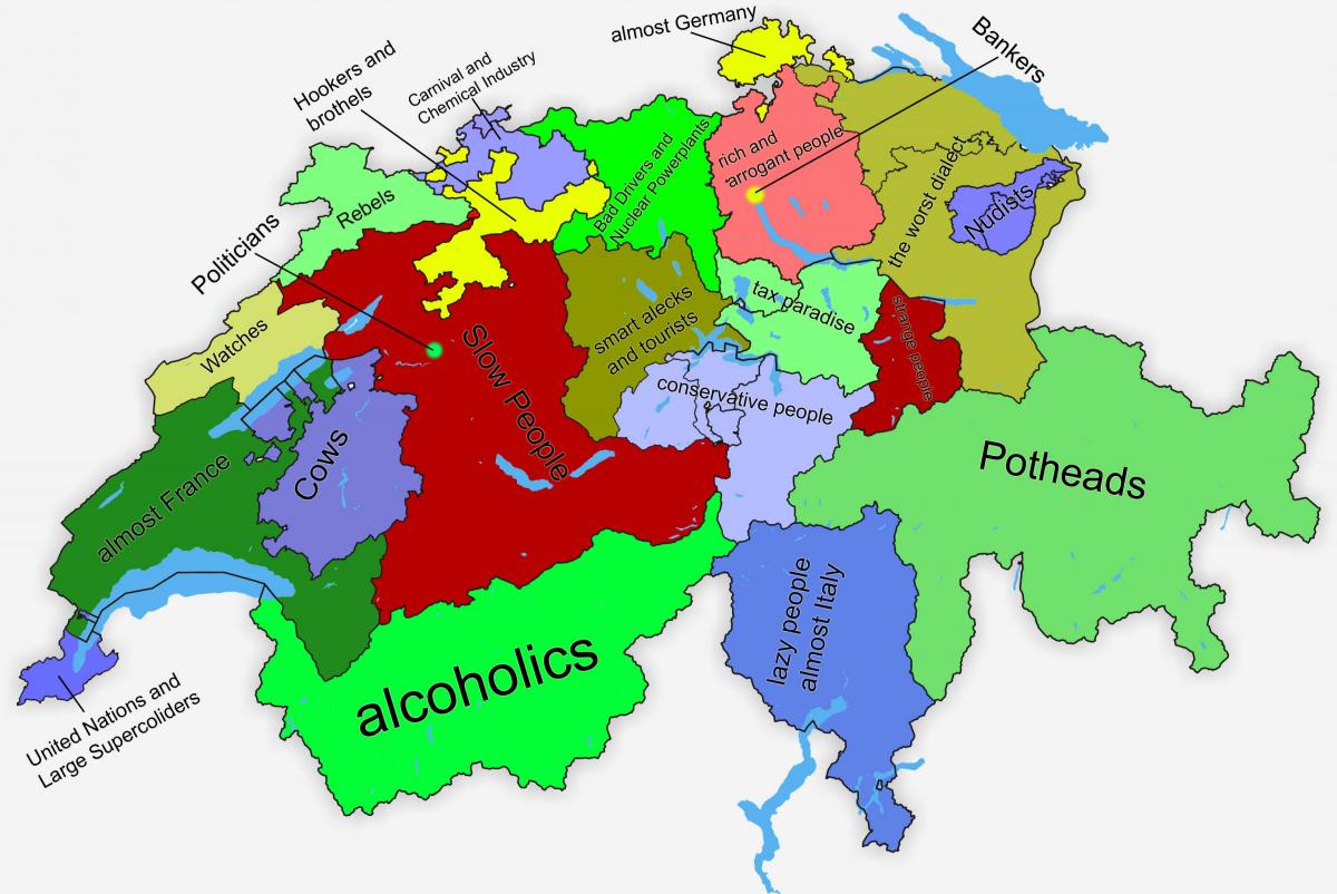 A suíça do cantão de mapa - Mapa de cantão da suíça ...