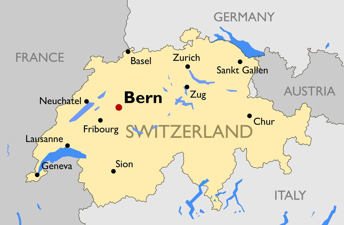 mapa da suíça com cidades principais