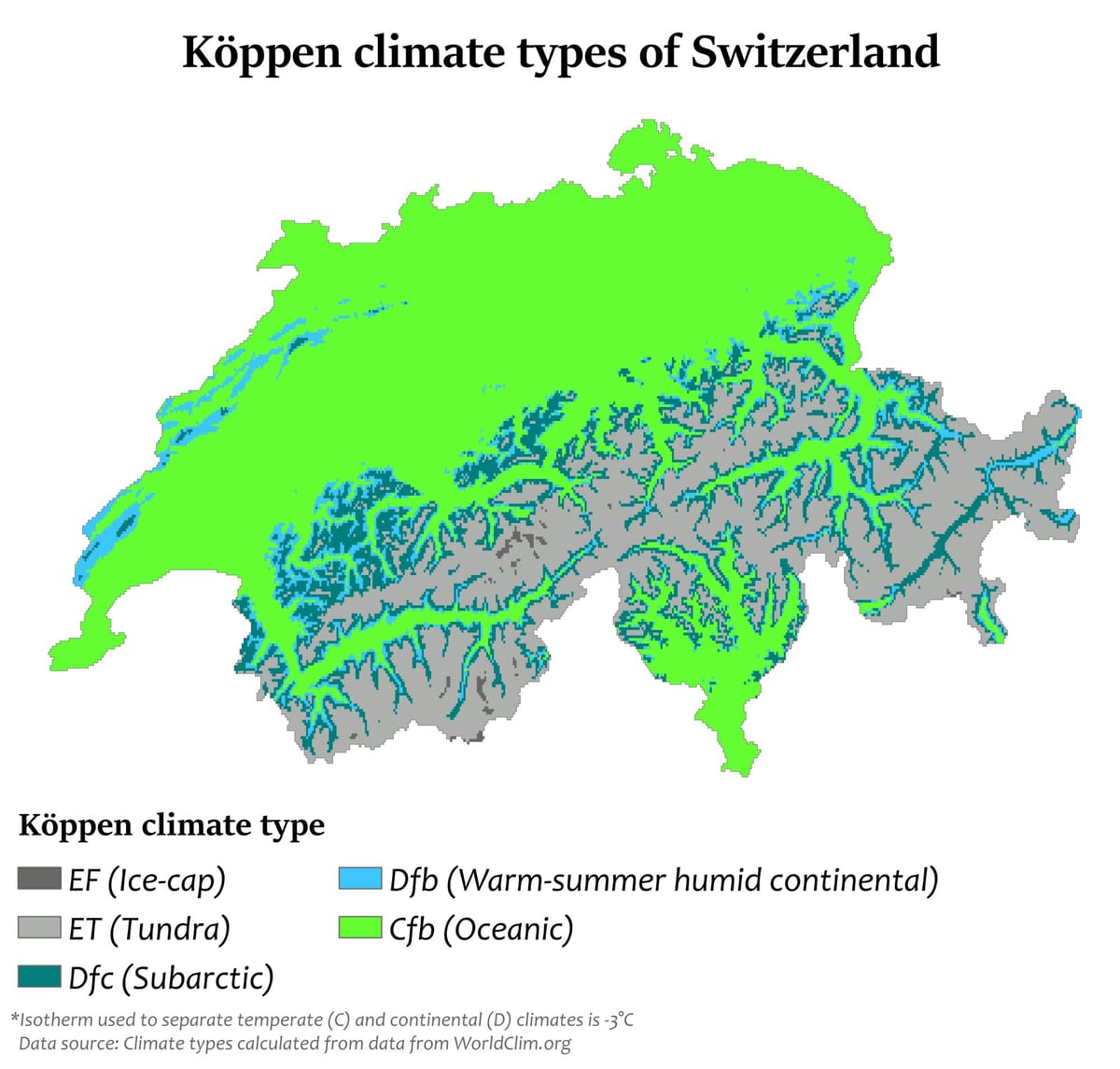 mapa da suíça clima