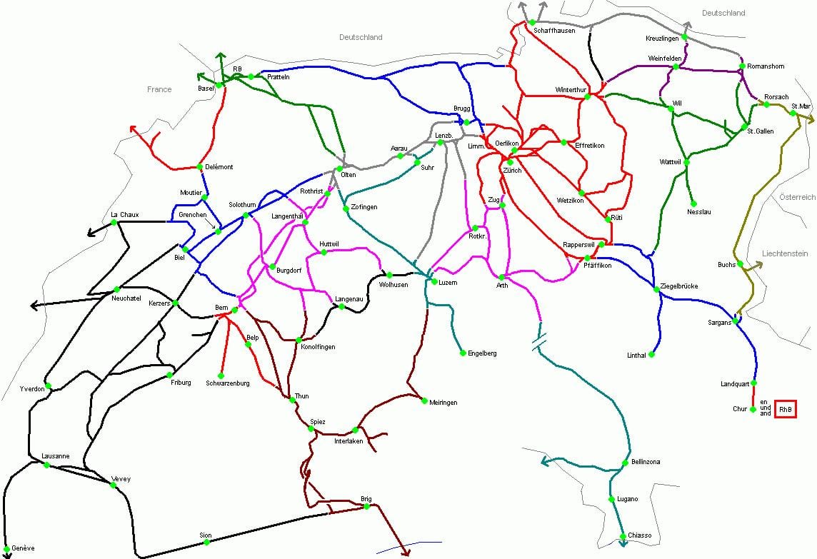 mapa da suíça estação de comboios