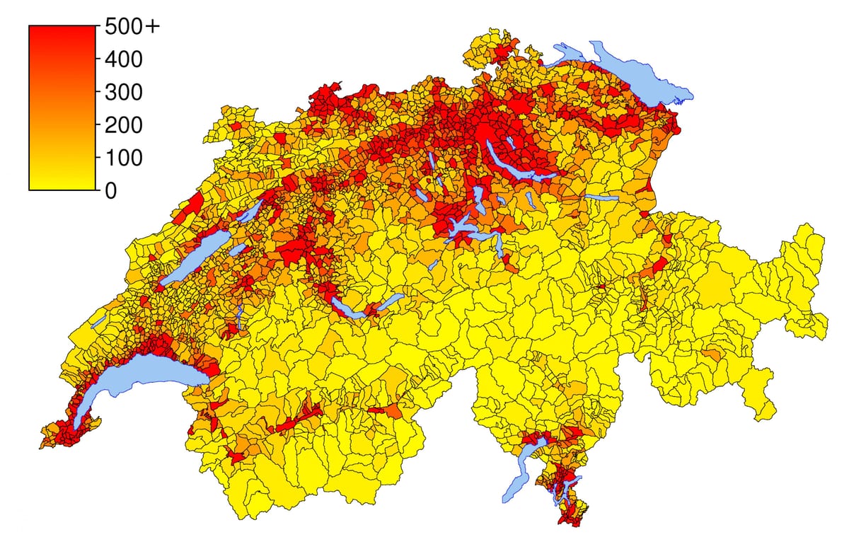 suíça densidade populacional mapa