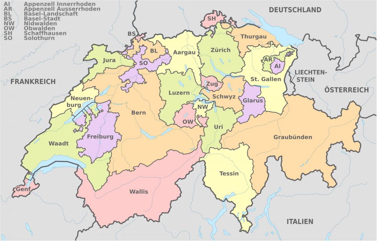 suíça mapa do país