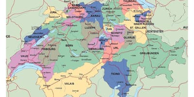 Mapa da suíça com cidades
