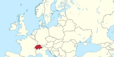 Mapa com a suíça destaque